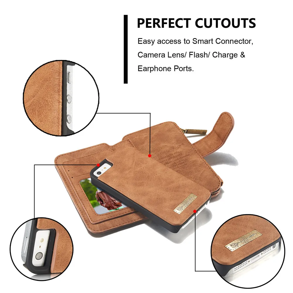 Кожаный чехол книжка CaseMe для iPhone 5 Женский Чехол 6 6S 7 8 Plus SE 2020 12 Mini 11 Pro XS Max XR X