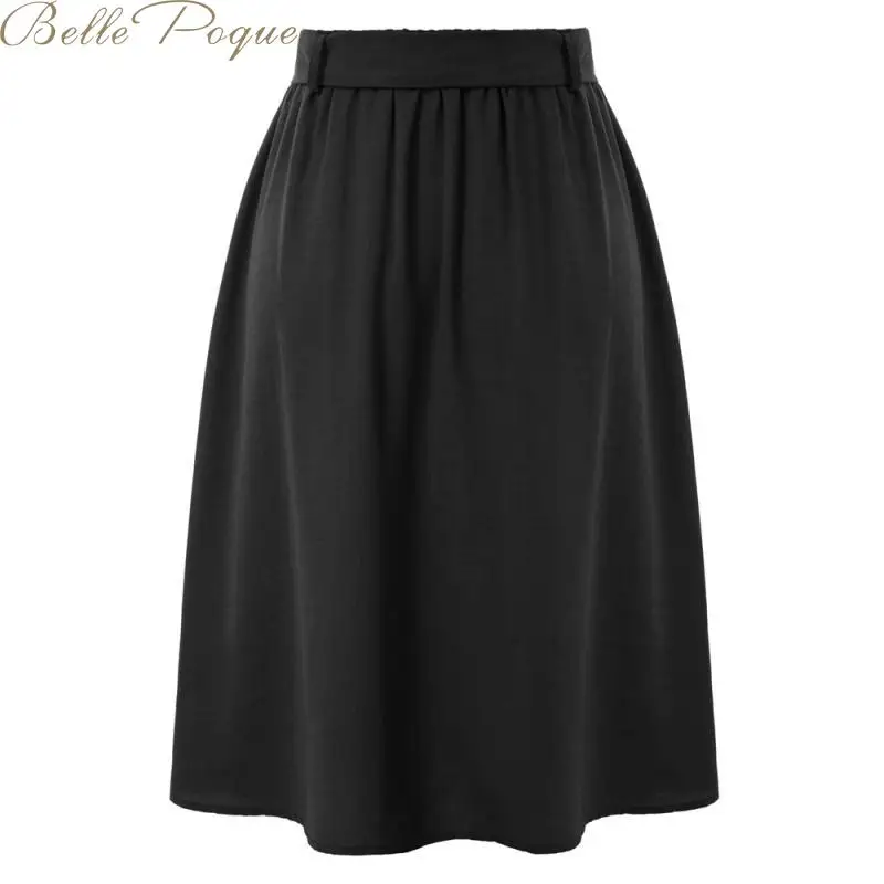 Belle poque, однотонные, с карманами, трапециевидные, повседневные, женские, с поясом, трендовые, женские юбки с поясом,, высокая талия, миди юбки для женщин