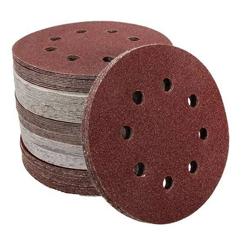 

100Pcs/Set 5 Inch 8 Holes Sanding Discs Hook and Loop Sandpaper Backing Sandpaper (60/80/100/120/240 Each 20Pcs)