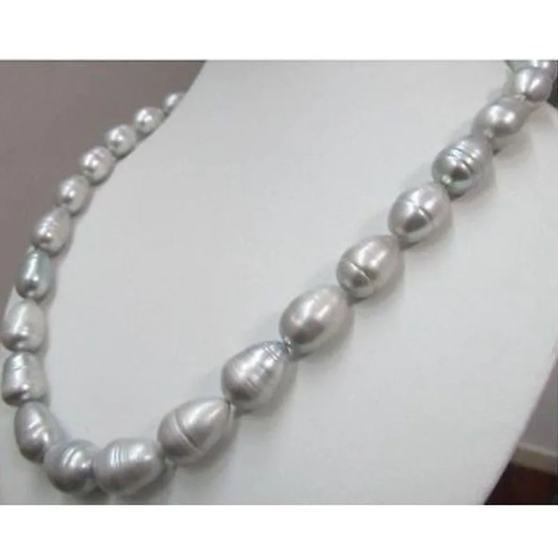 

new 18''9-10 MM Tahitian GRAY PEARL NECKLACE 14K clasp jj