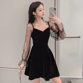 

Black Sexy Lace Mesh Dress Spring Summer Dress Women Clothes 2020 Korean Elegant Women's Dresses Vestidos Ropa Mujer ZT5397