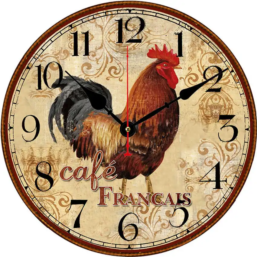Винтажные настенные часы, кухонные часы, круглые подвесные римские цифры, настенные часы, практичное украшение для гостиной - Цвет: Chicken Clock T