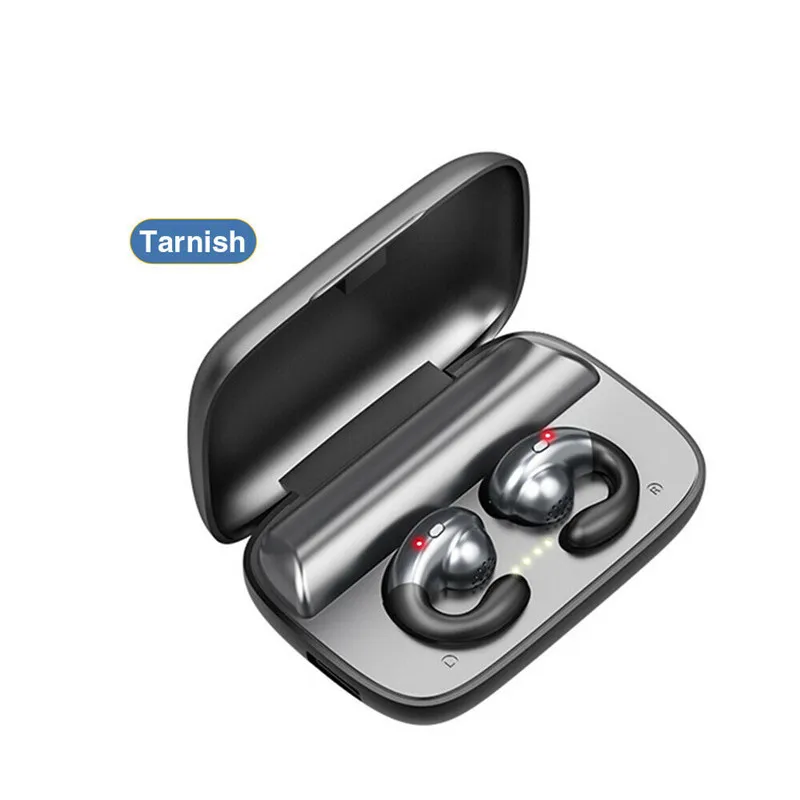 Ottwn Bone проводящие беспроводные наушники Bluetooth 5,0 Беспроводные спортивные наушники с 2200 мАч зарядный чехол для iPhone - Цвет: Black