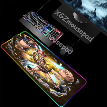 

XGZ Funny Robot Custom Large RGB Mouse Pad Black Lock Edge Anime One Piece Computer Table Mat Rubber Non-slip 900x400/800x300