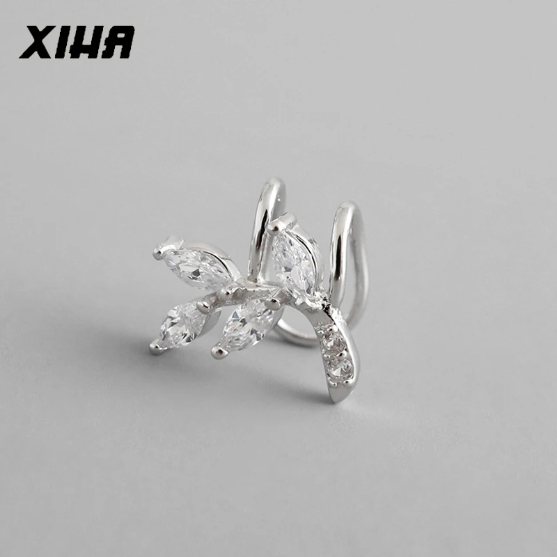 

XIHA Clip Earrings without Piercing for Women Leaf U Shaped Rhinestone ear cartilage earrings minimal jewelry