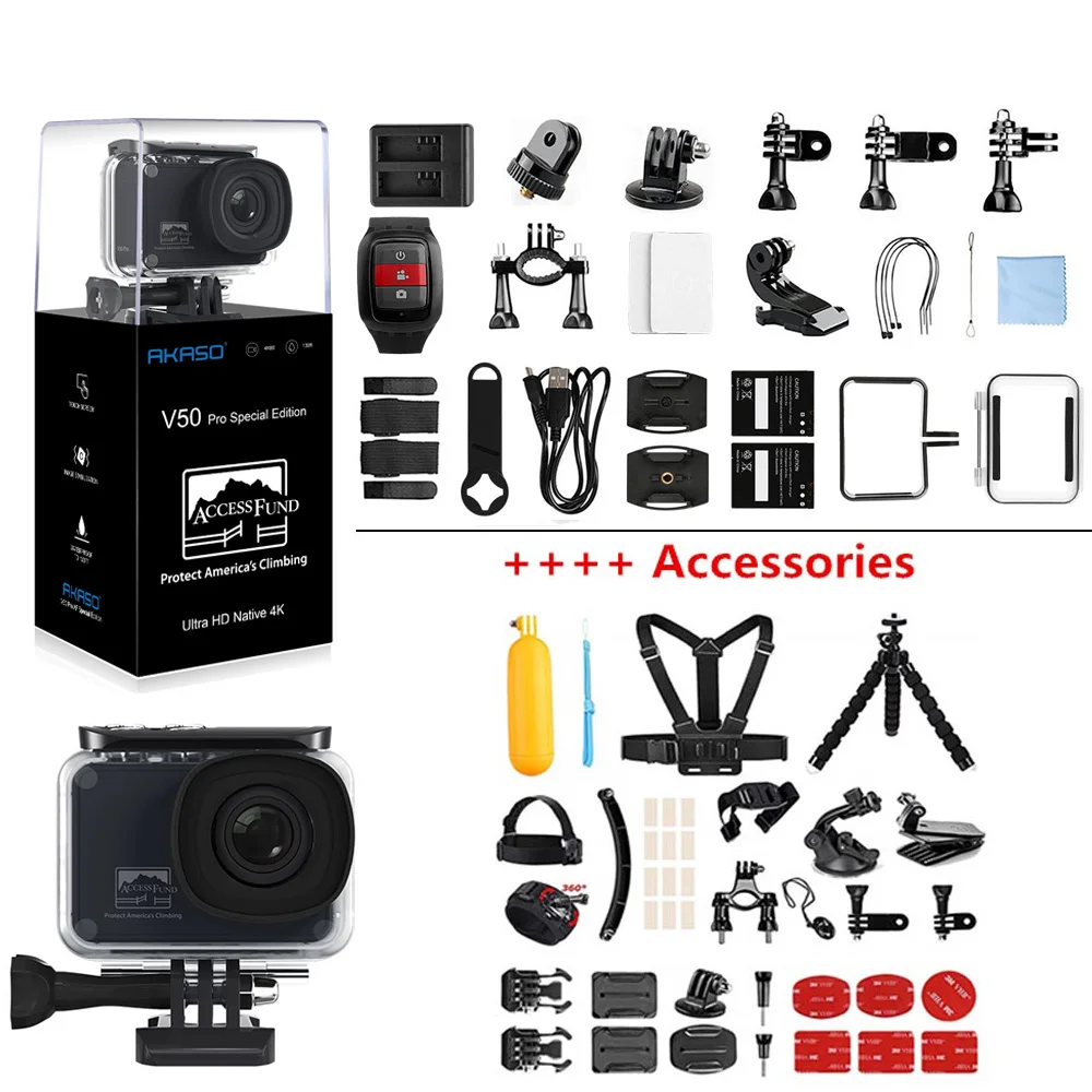 

AKASO V50 Pro SE Access Fund Special Edition Action Camera Touch Screen 4K Waterproof Camera WiFi Remote Control Sports Camera