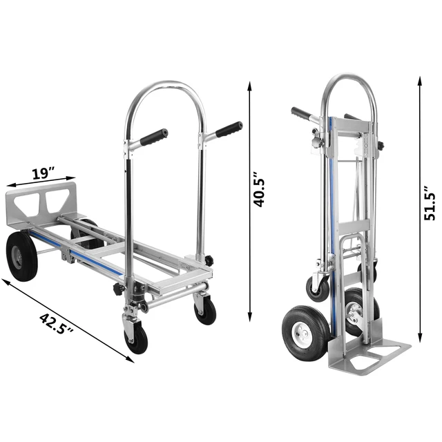 Vevor 3-In-1-Ben Alumínium Kézi Teherautó Összecsukható Dolly Kosár 1000 Font Kapacitás 350 Kg Maximális Súly Otthoni Nagy Teherbírású Munka Felhasználásával - Image 6