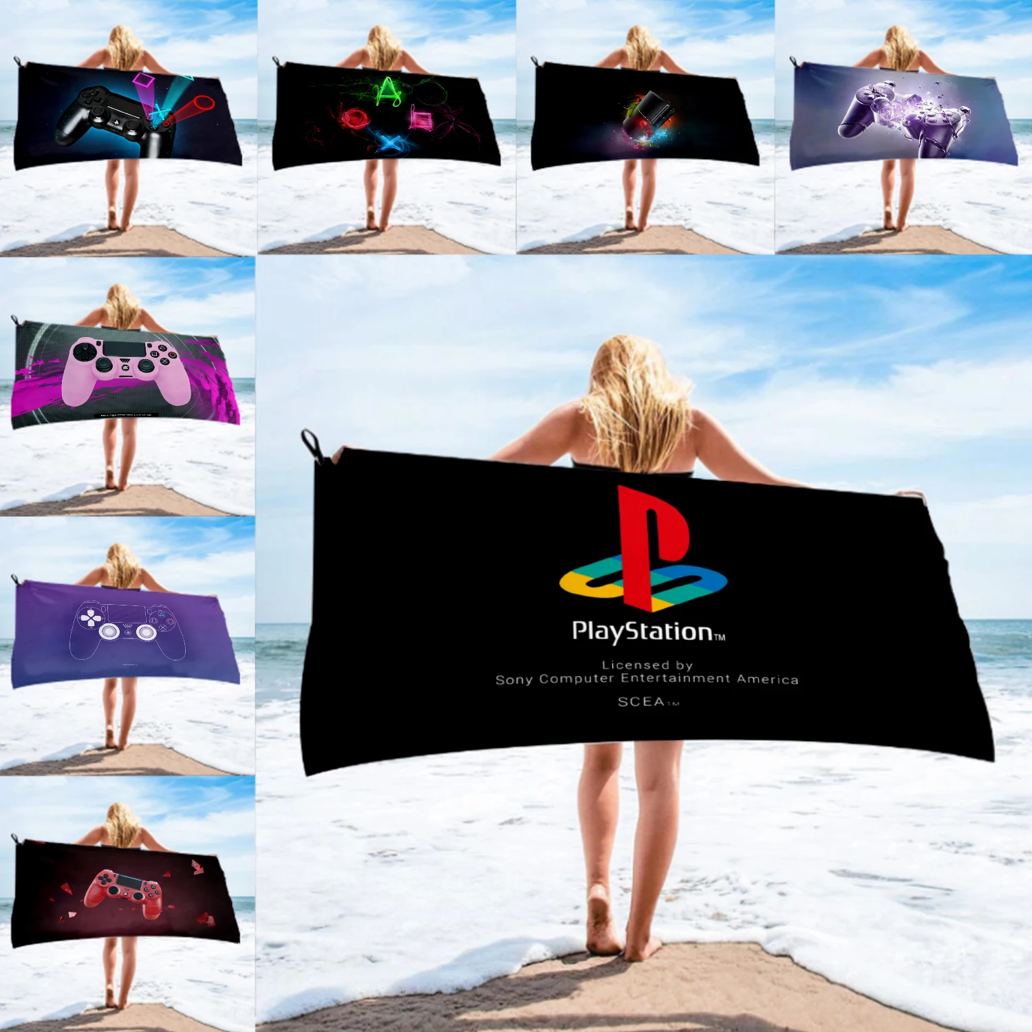 Банное полотенце PlayStation Games пляжное женская шелковая длинная юбка с принтом