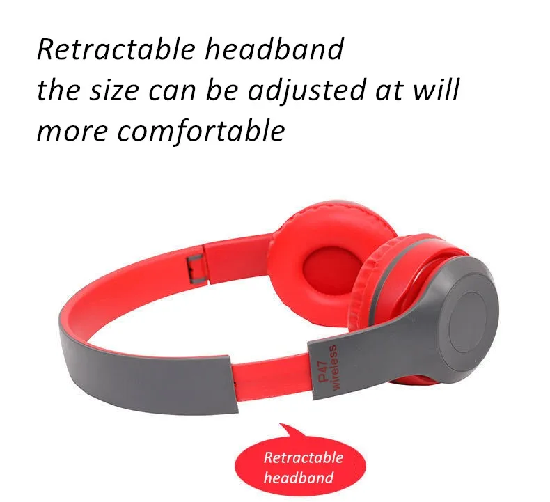 P47 Foldable Game Wireless Bluetooth Headset Music Stereo Mobile Phone Headphone Gaming Computer Phone MP3 Universal Headset New
