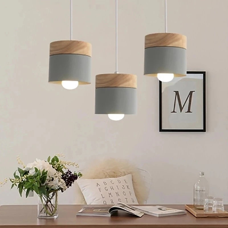 Designer Nordic Creative Wood Pendant Lights Colorful hang lamp Simple Living Room hotel home decor Kitchen Island bar light | Освещение