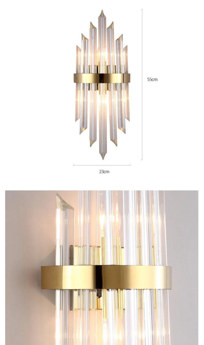 Modern contracted living room crystal wall lamp light luxury background wall hotel bedroom bedside continental corridor light