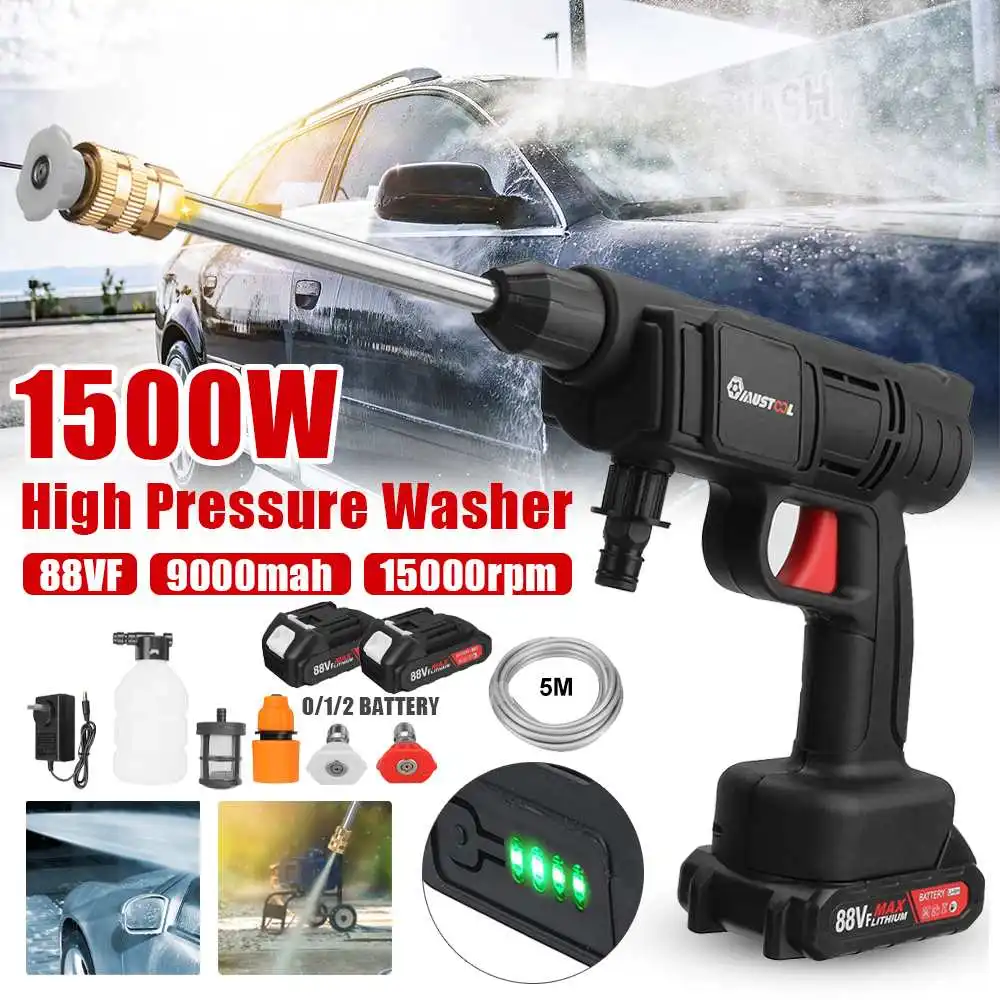 1500w Cordless High Pressure Car Washer Rechargeable Car Wash Gun