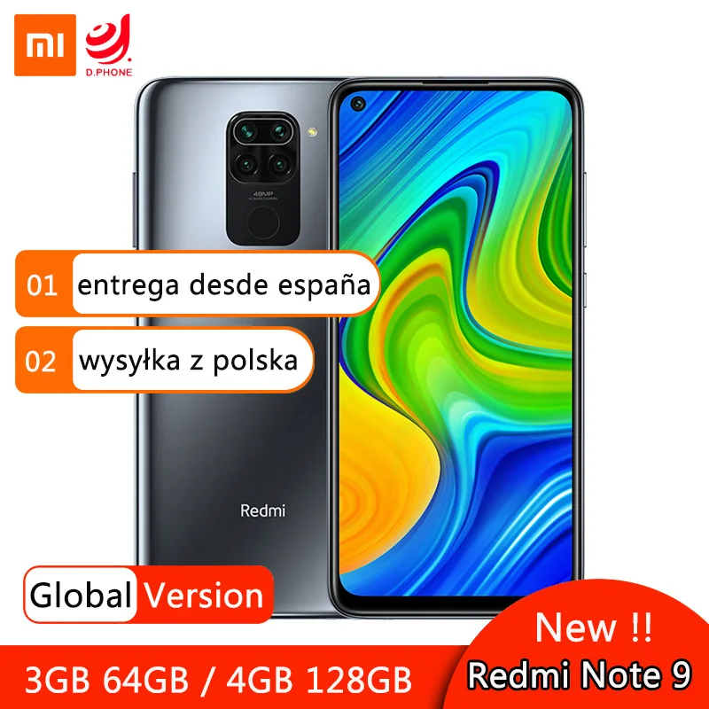 

Global Version Xiaomi Redmi Note 9 3GB 64GB Smartphone MTK Helio G85 Octa Core 48MP Quad Cameras NFC 6.53" Mobile Phone 5020mAh
