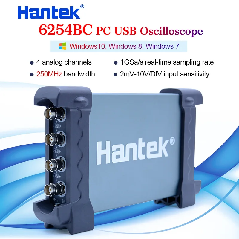 Hantek 6254BC ПК USB осциллограф 4 CH 250 МГц 1GSa/s функция записи и воспроизведения