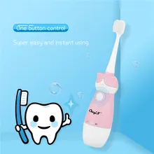 CkeyiN Водонепроницаемая мультяшная детская зубная щетка на батарейках для детей, зубная щетка для рта, акустическая волнистая щетка, Мягкая зубная щетка со щетиной головкой
