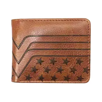 

Anime wonder woman wallet super girl embossed leather purse bi-fold short wallets with id card holder slot zipper coin pocket