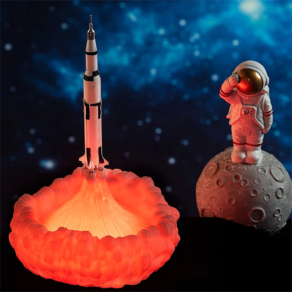 Creative 3D Print Rocket Lamp Rechargeable Night Light  For Home Room Family Holiday Party Decoration And Lighting Creative 3D Print Rocket Lamp Rechargeable Night Light  For Home Room Family Holiday Party Decoration And Lighting