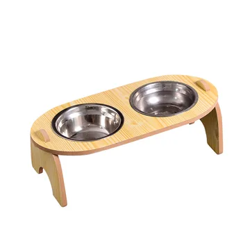 

Tilted Protect Neck Food Storage Home Pet With Stand Puppy Durable Small Dog Stainless Steel Feeding Watering Raised Cat Bowl