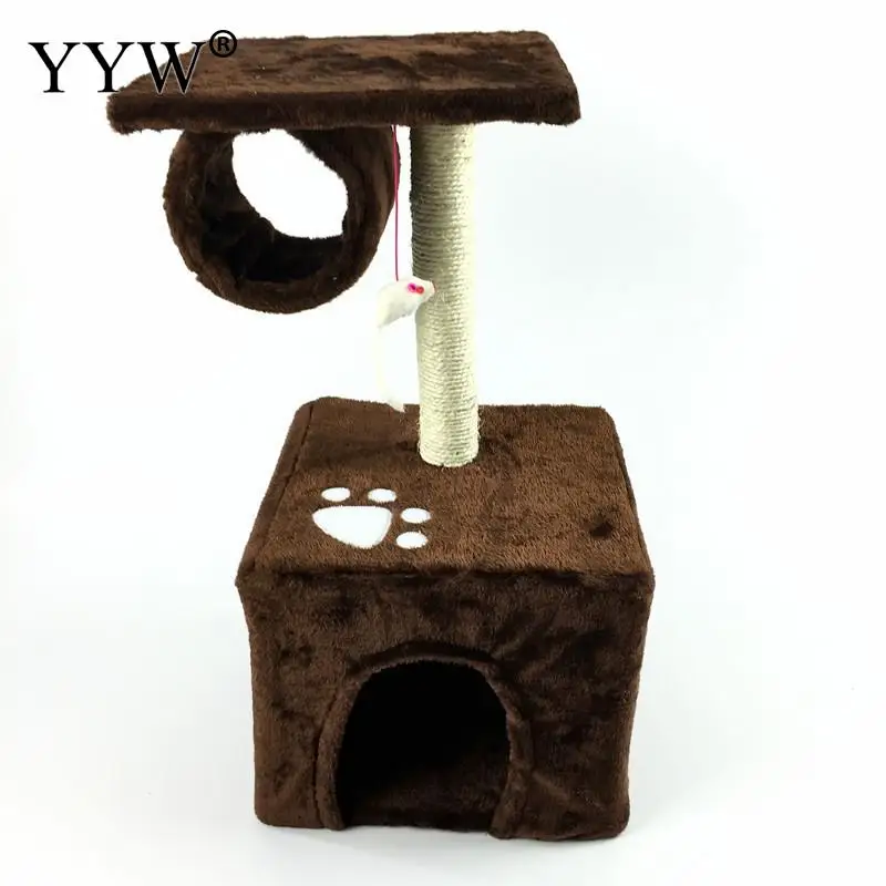 

Cat Climbing Frame Tree House Tower Woodern Cat Furniture Suede Cat Scratching Post Cat Jumping Table Toy Wood House Play Tower