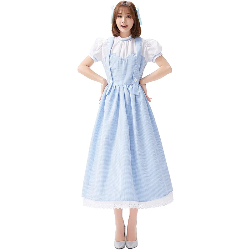 

Girl The Wizard Of OZ Farm Costume Cosplay Fairy Tales Dress Halloween Costume For Women Carnival Party Suit