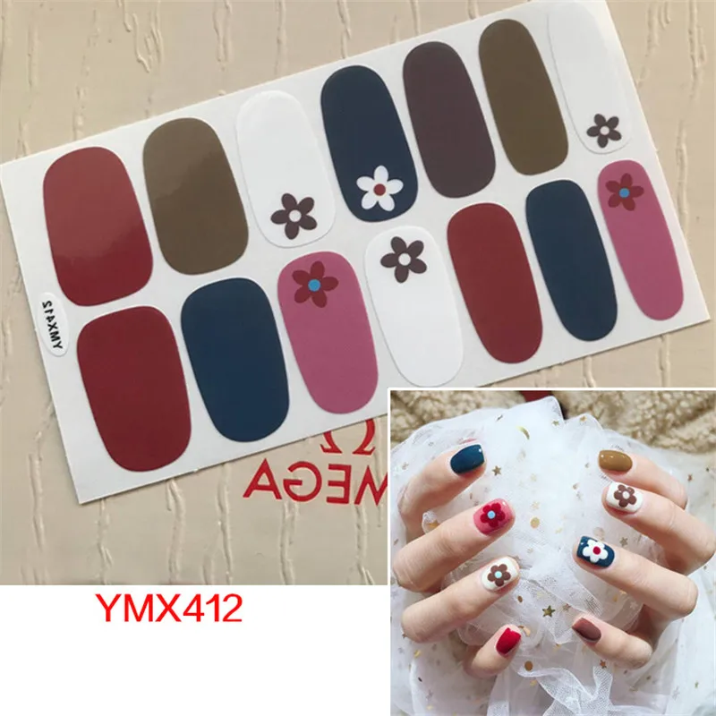 

14tips/sheet Fashion Full Cover Nail Polish Wraps Adhesive Stickers Art Decorations Manicure Tools Finger Sticker