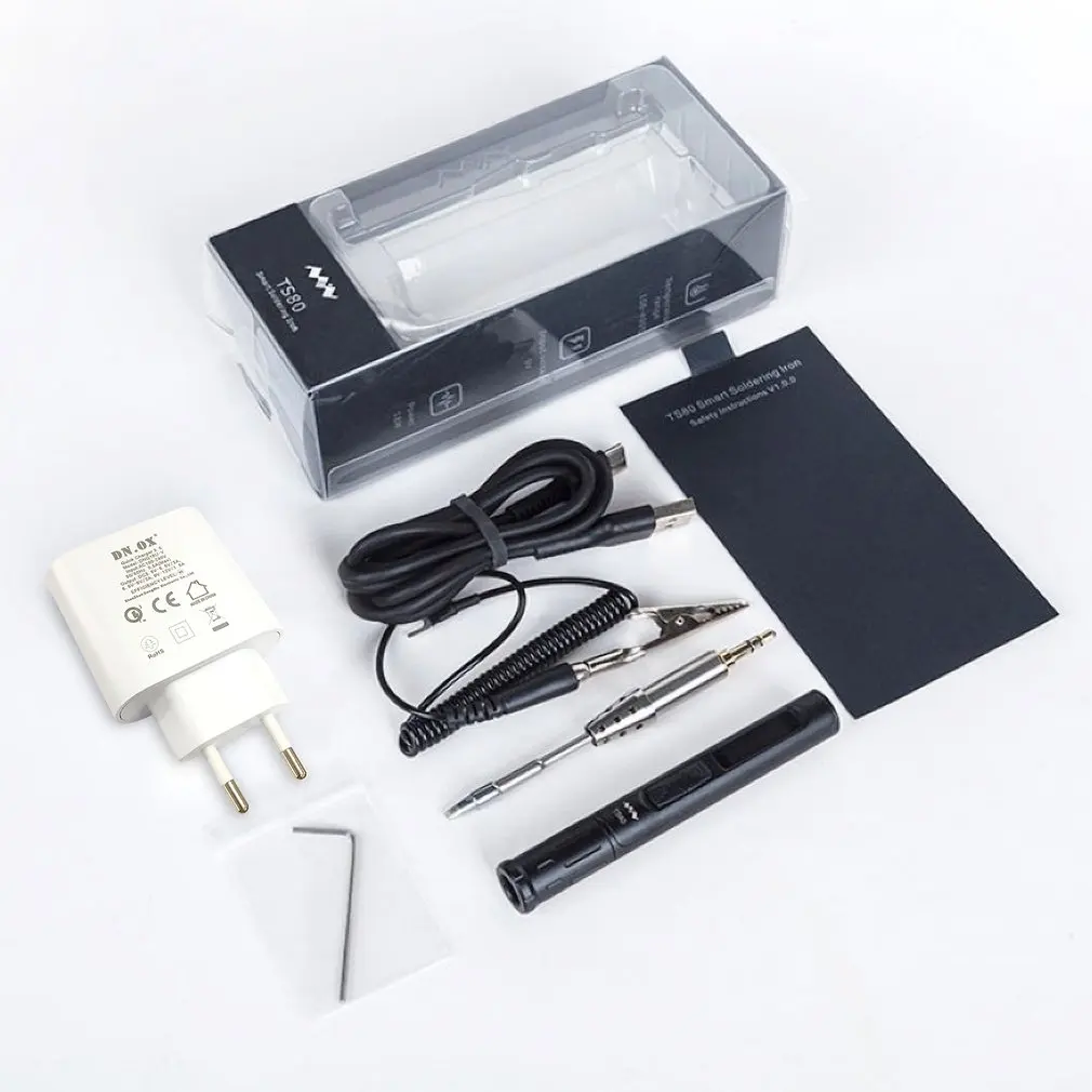 

New TS80 Mini Portable Digital Electric Soldering Iron Adjustable Temperature Solder Station OLED Display USB Type C Power QC3.0