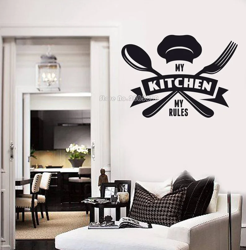 My Kitchen My Rules Cafe Wall Vinyl Decal Kitchen Tagline Restaurant