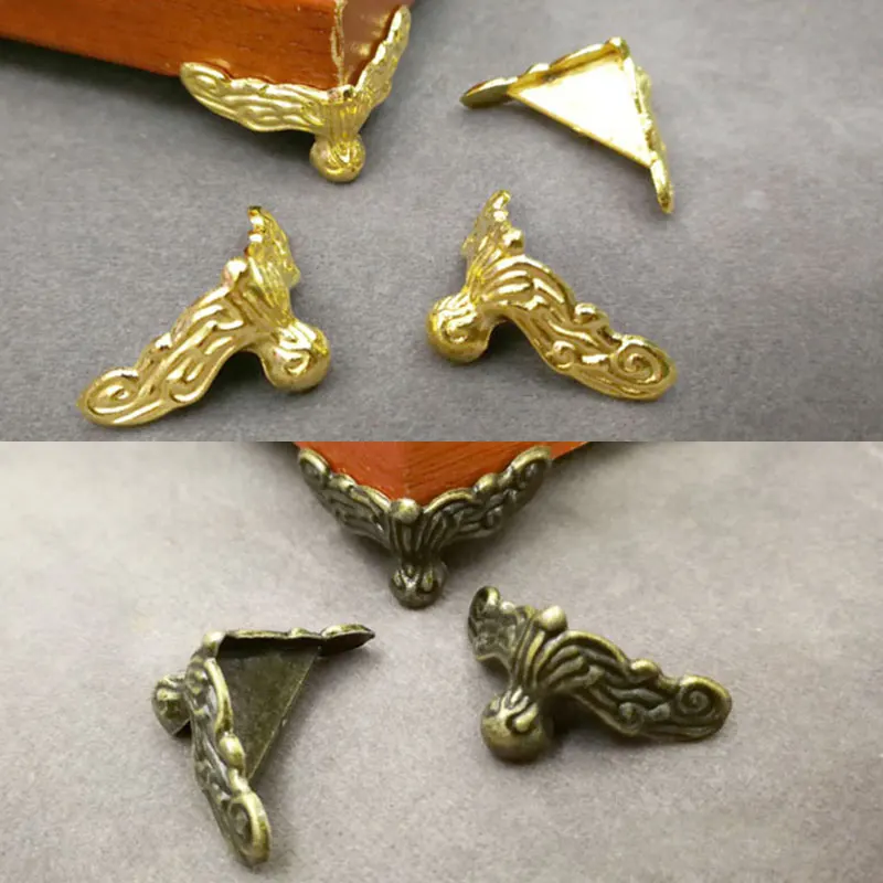 4Pcs Decorative Jewelry Gift Box Wood Case Decorative Feet Leg Corner Protector 26x19mm afbeelding