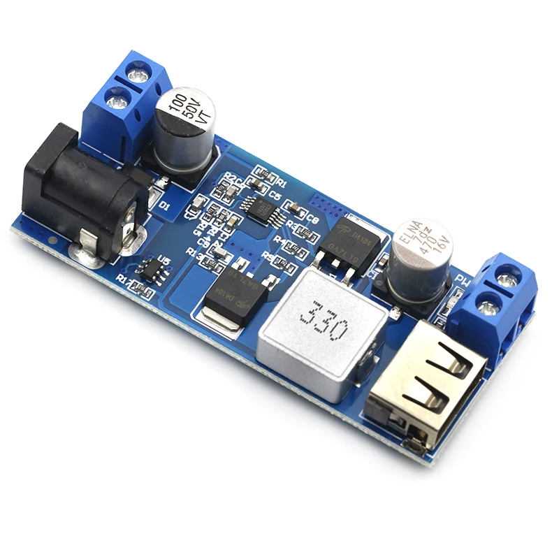 DollaTek LM2596S DC-DC 24V/12V to 5V 5A Step Down Power Supply Buck Converter Adjustable USB Step-Down Charging Module DollaTek LM2596S DC-DC 24V/12V to 5V 5A Step Down Power Supply Buck Converter Adjustable USB Step-Down Charging Module