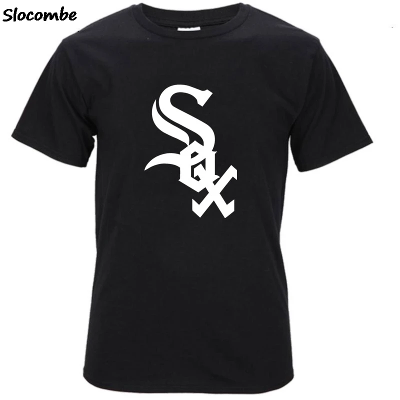 Мужские футболки 2014 модные брендовые Серебристые Chicago White Sox in zwart 100% хлопковые с