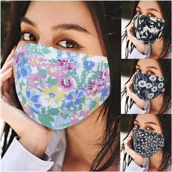 

4PC Unisex Cute Cotton Printing Mask Washable Reuse Face Mask Protective respirator Cover Mouth masks Masker For Men Women