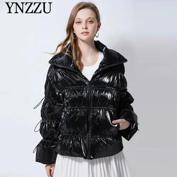 

Black Women Winter down jacket 2019 Fashion Loose Thick Warm Female Down coat Short 90% White duck down Outwear YNZZU 9O068