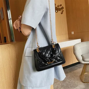 

2020 summer new diamond embroidery thread fold chain small square bag women's handbag single shoulder diagonal bag