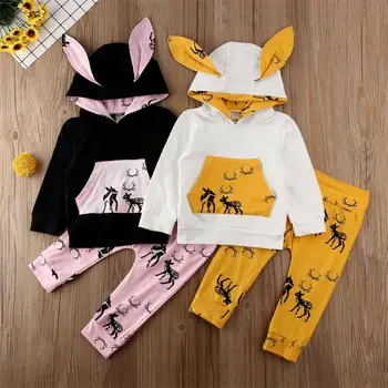 

Toddler Infant Baby Boy Girl Top 3D rabbit Ear Romper Hooded Body Suits Jumpsuit Pants Clothes Outfit Set