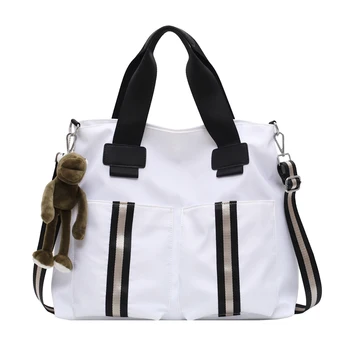 

white nylon bag girls kids handbags retro large capacity tote bag sac ladies work crossbody shoulder messenger bag women