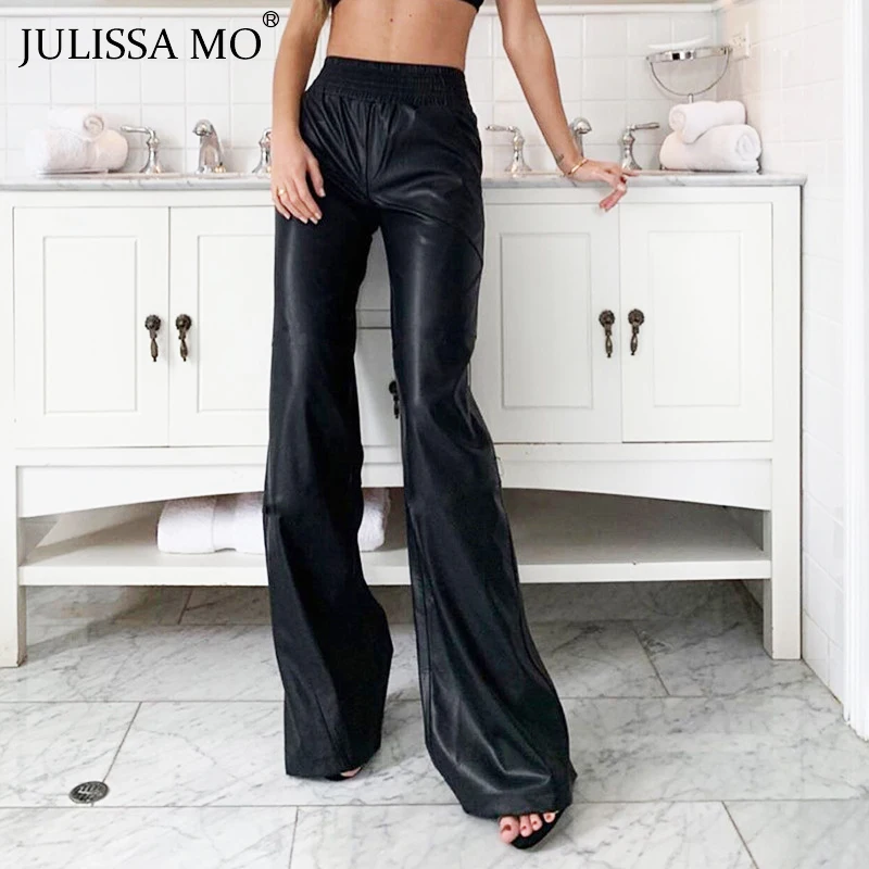 Julissa mo сексуальные pu кожаные брюки женские осенние зимние с высокой талией