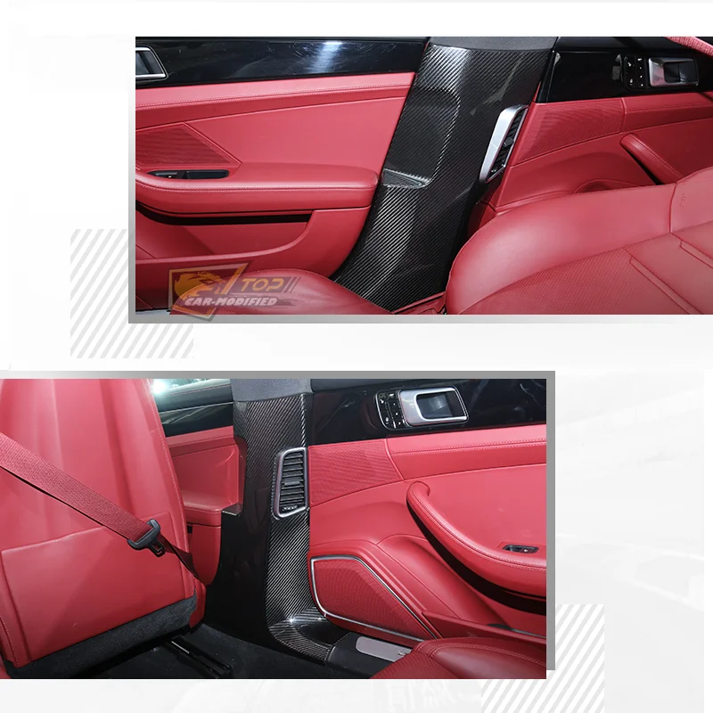 4-Carbon fiber interior panel B pillar Protective sticker for 17-20 New Panamera,Modified trims for Porsche 971 panamera
