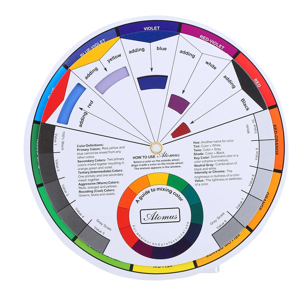 Профессиональный пигмент для тату ногтей, 12 цветов, колеса, бумажные карты, трехуровневый дизайн, руководство по смешиванию, Круглый центральный круг, вращающиеся принадлежности