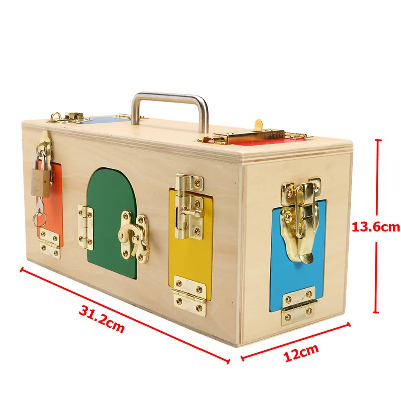 

Hot Kids Montessori Toys 3 Years Lock Box Montessori Material Sensorial Educational Wooden Toys For Children Montessori Baby Toy