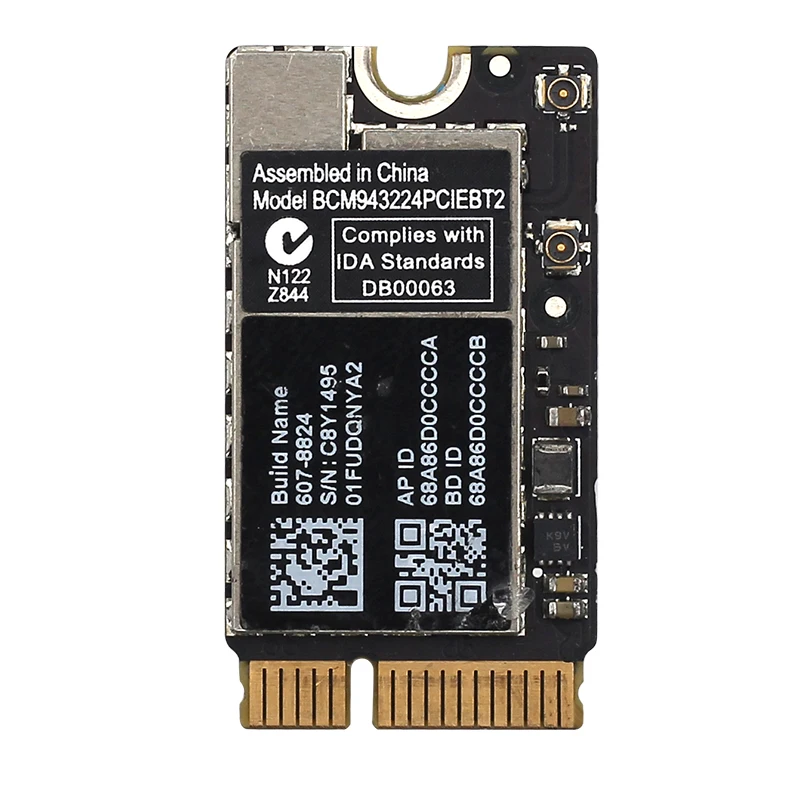 

Wireless 300Mbps 2.4Ghz/5Ghz BCM943224PCIEBT2 WiFi Bluetooth 4.0 Mini PCIe Network Card For Mac OS Macbook Air A1370 A1369 A1465