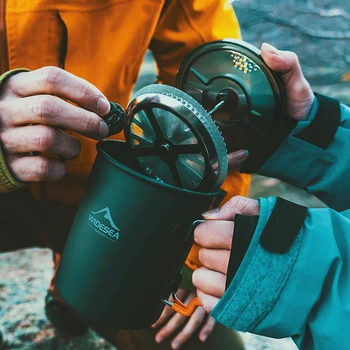 Widesea Camping Coffee Pot with French Press Outdoor Cup Mug Cookware for Hiking Trekking 6