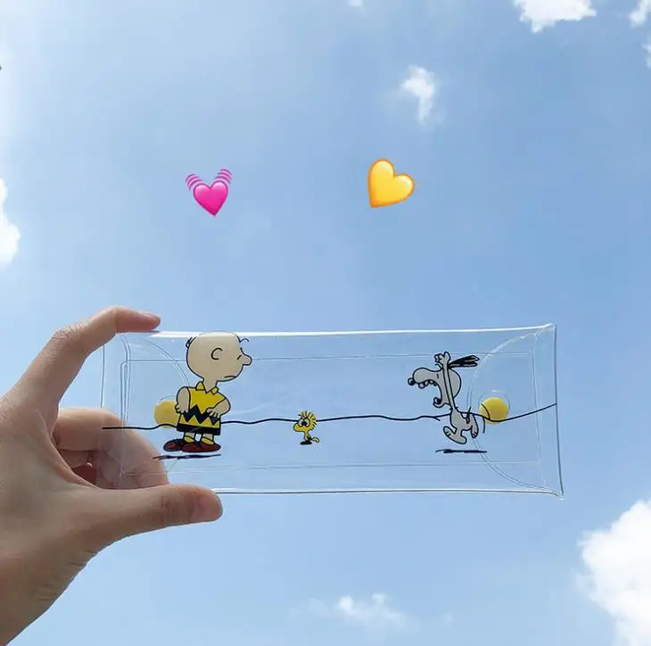 1 шт. Kawaii прозрачный цветок персик принт с улыбающимся лицом пеналы высокой емкости пеналы сумка для косметики канцелярские принадлежности - Цвет: 2
