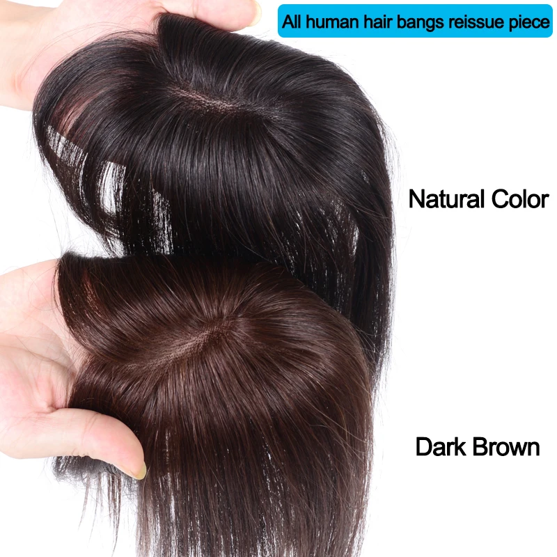 

DIANQI Short Base Straight Hair Topper synthetic Hair Toupee for Women Pure Color WomenToupee with Middle Part Bangs