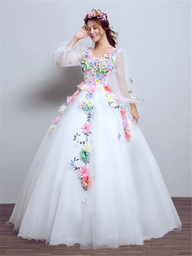 Это YiiYa свадебное платье Элегантное Длинное платье с рукавом-фонариком, белые свадебные бальные платья Плюс Размеры с v-образным вырезом с украшением в виде кристаллов; Robe De Mariage CH198