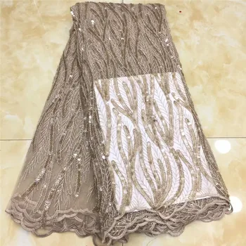 

African sequins white Lace Fabric Embroidered Nigerian Laces Fabric 2020 High Quality Gold French Tulle Lace Fabric For Women