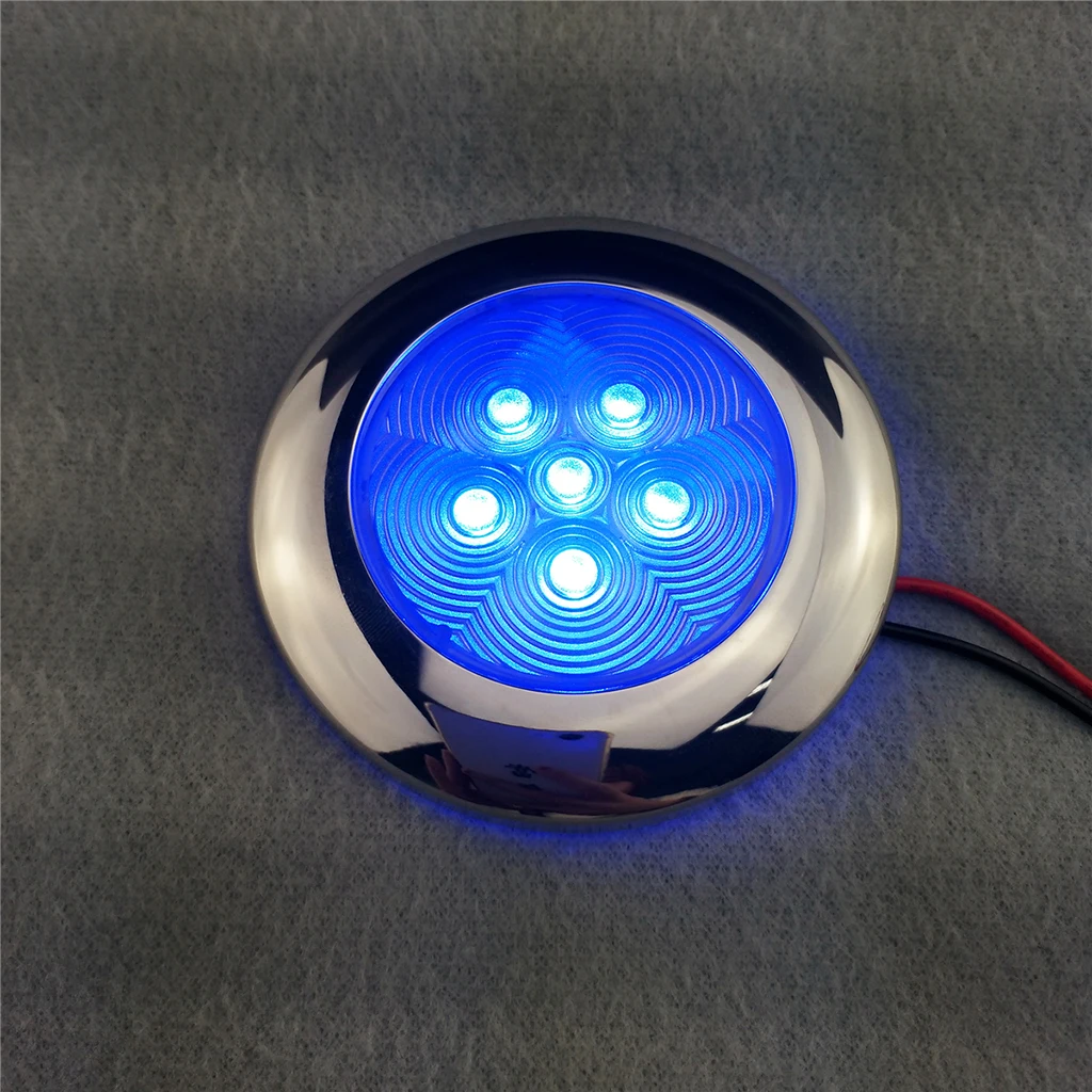 12v из нержавеющей стали 6 светодиодный потолочный светильник для яхты/каравана/прицепа 3,7'