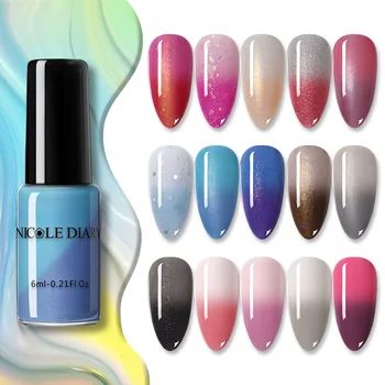 

NICOLE DIARY Thermal Nail Polish Glitter Temperature Color-changing Varnish Shinny Shimmer Nail Art Varnish