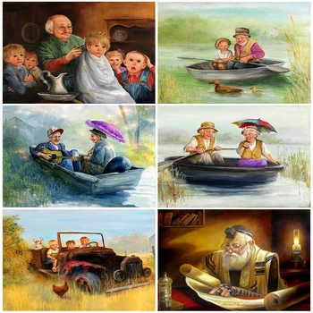 

DIY Painting By Numbers Old Couple Kit Oil Picture By Numbers Children Wall Art Acrylic Paintings On Canvas Home Decoration