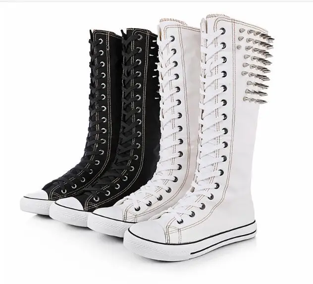 

Girls skateboarding high top Rivet Bullet flat shoes ladies flat canvas boots student dancing shoes women fashion skateboard shoes casual sneakers