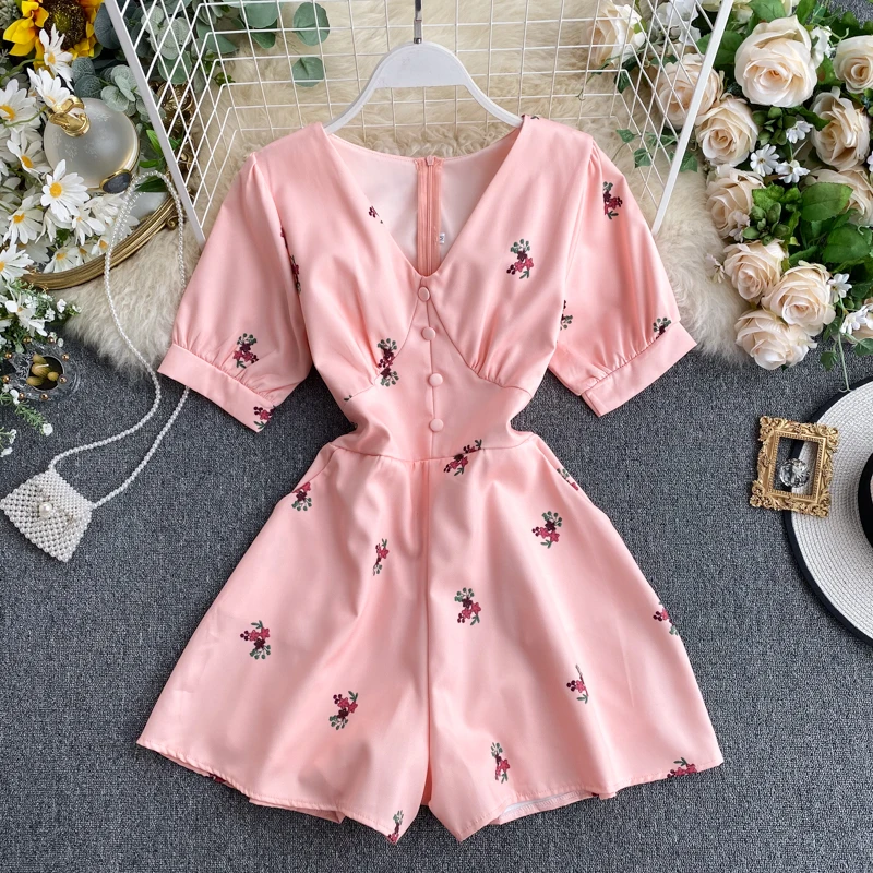 2020 Summer Korea Fashion Women Casual Romper Printed Jumpsuit High Waist Wide Leg Shorts H254 2020 Summer Korea Fashion Women Casual Romper Printed Jumpsuit High Waist Wide Leg Shorts H254